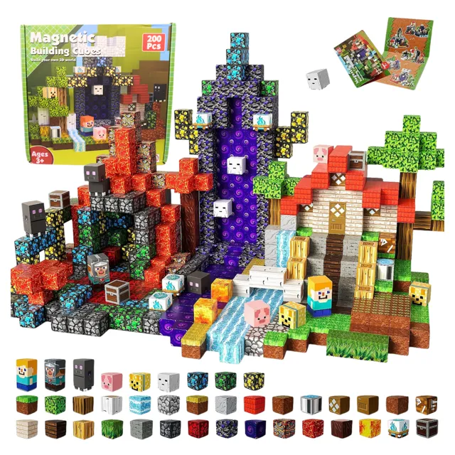 AURA PLAYY Magnetic Building Blocks – 3D Creative World, 200-piece set